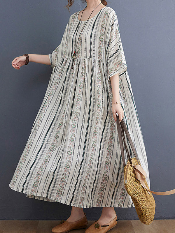 Original Floral Split-Joint Short Sleeve Maxi Dress