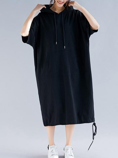 Oversize Solid Hooded Dress