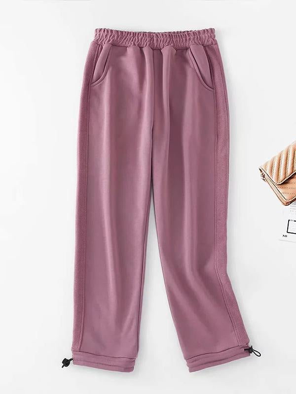 Loose Side Split-joint Straight Leg Drawstring Athletic Pants