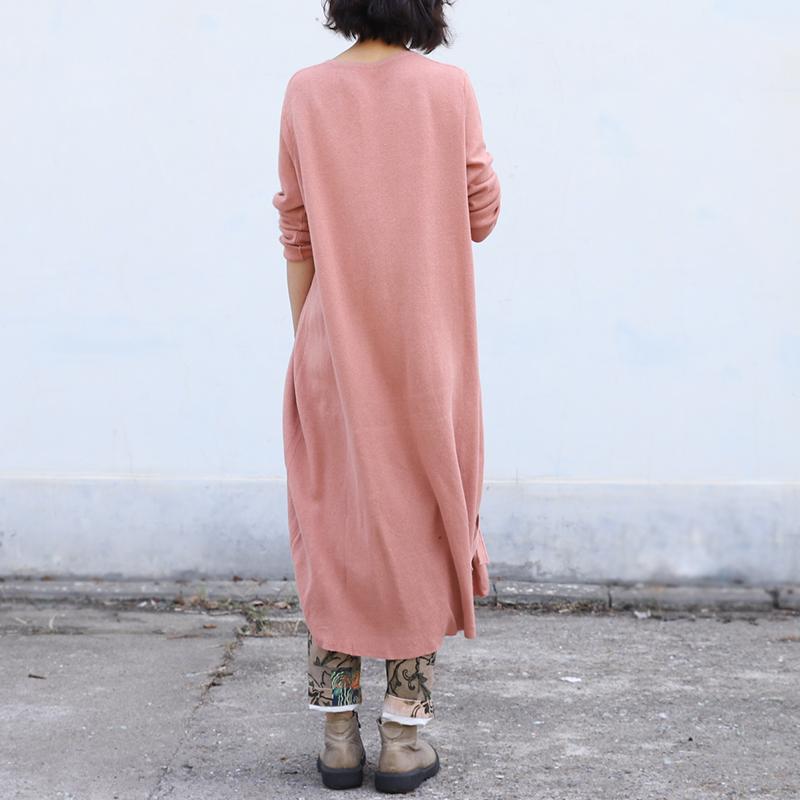 Buykud Solid Color Lacing Long Knitted Shirt