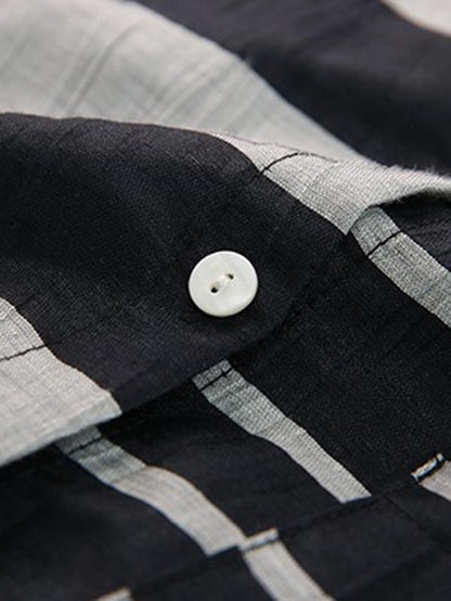 Vintage Loose Striped Stand Collar Shirt