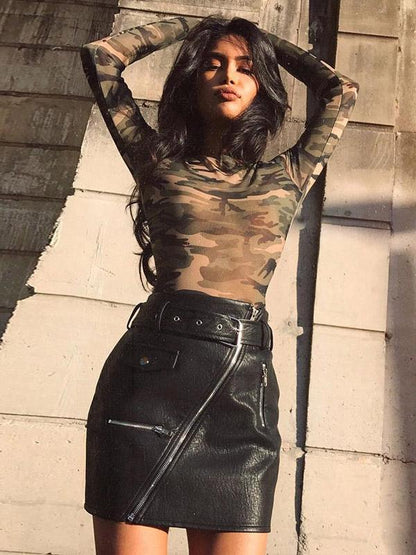 Sexy  Camouflage Long Sleeves T-shirt