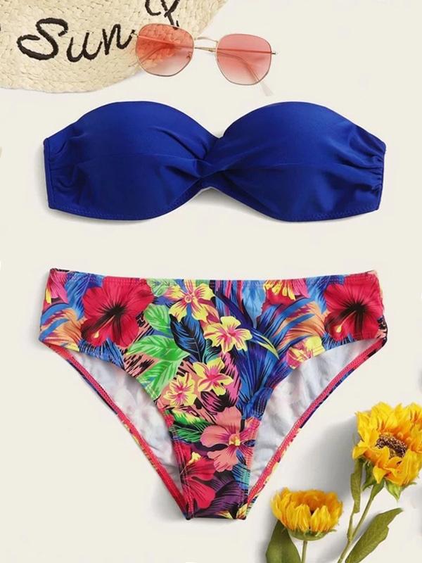 Strapless Printed Split Bikini Swimsuit