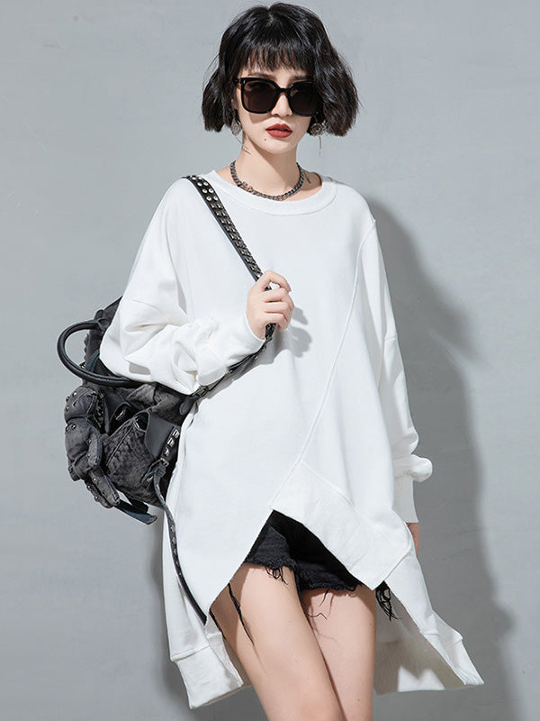 Urban Solid Color Split-Joint Long Sleeve T-Shirt Top