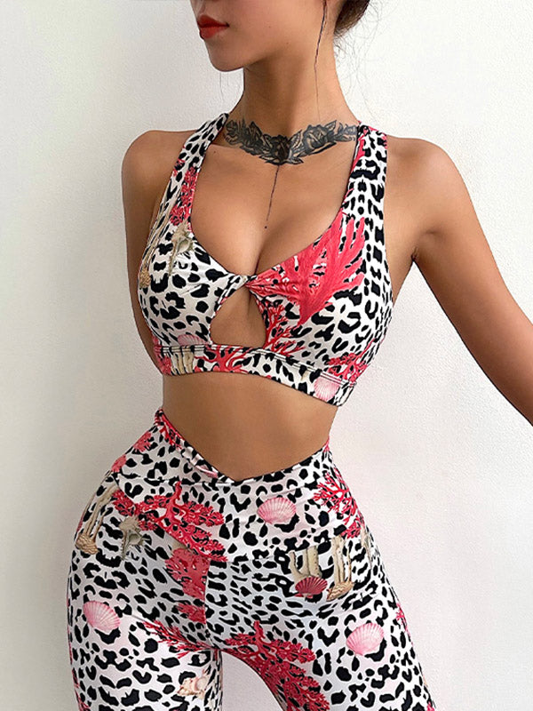 Leopard Print Cut Out Sports Bra