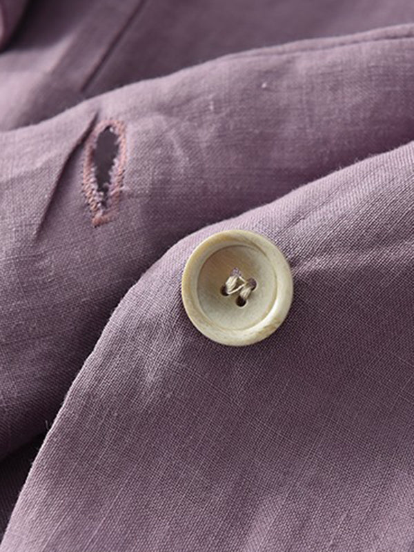Urban Simple Solid Color Notched Collar Half Sleeves Blazer