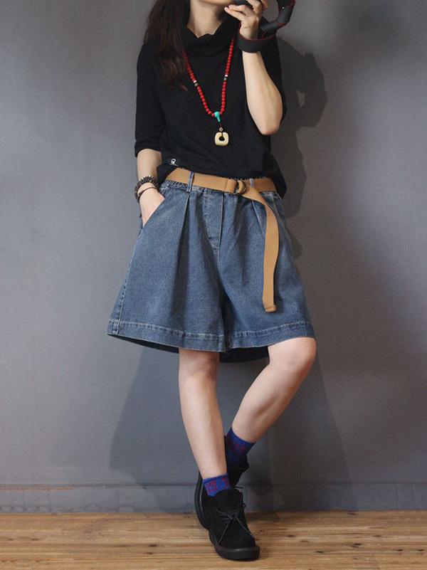 Fashion Plus Size Loose Denim Shorts Pants