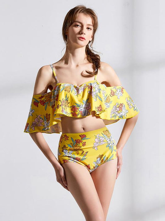 Falbala Spaghetti Straps Bikinis Swimwear