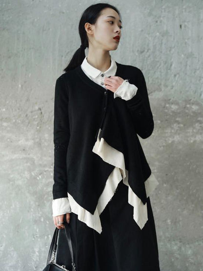 Cropped False-two Sweater Tops