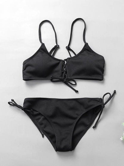 Strap Solid Bikinis Swimwear