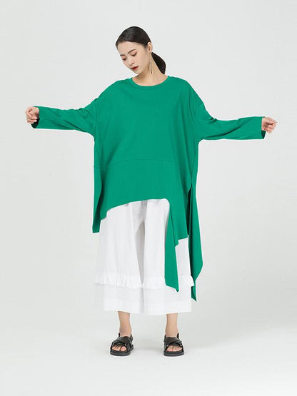 Loose Cropped Solid Color Long Sleeve T-Shirt