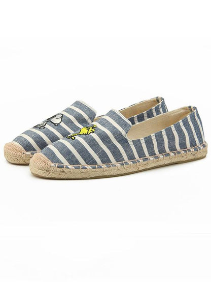 Striped Canvas Fisherman Flats