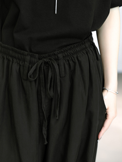Original Loose Black Elastics Drawstring Tie Low Crotch Knickerbockers