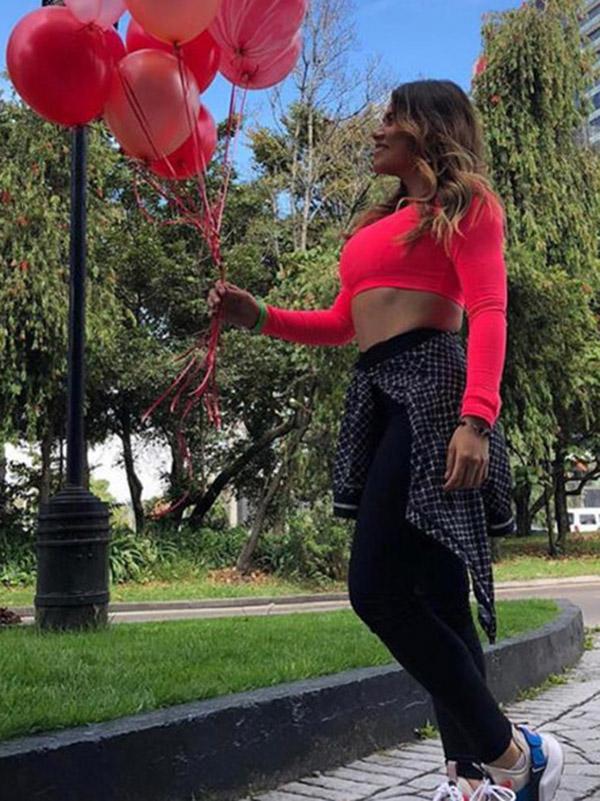 Fashion Solid Bodycon Long Sleeves Yoga Tops