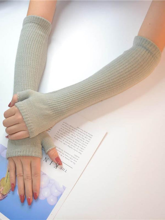 Knitted Half Finger Long Gloves Accessories