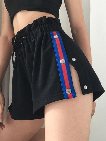 Split Snap Button Casual Shorts