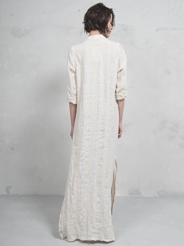 Simple Ramie Cotton V-neck Maxi Dress