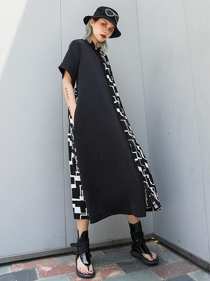 Chiffon Oversize Lapel Split-joint Dress