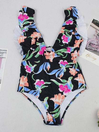 Falbala Printed One-piece Swimwear