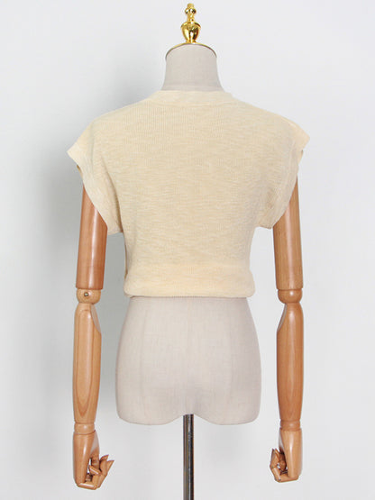 Urban Solid Color Sleeveless V-Neck Vest Tops