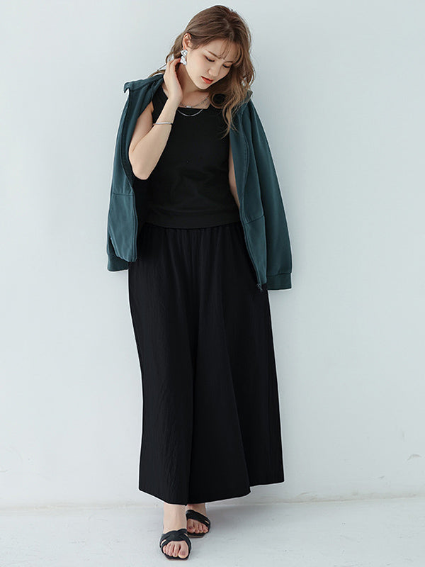 Casual 11 Colors  Solid Column Wide Leg Capri-Pants