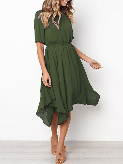 Bohemia Cropped Elastic Solid Midi Dresses