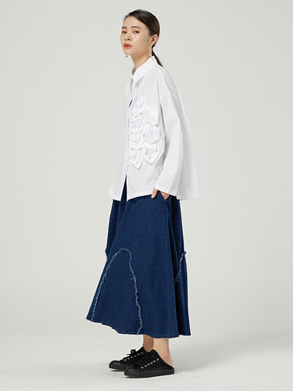 Simple Elasticity Waist Wide Leg Loose Pants