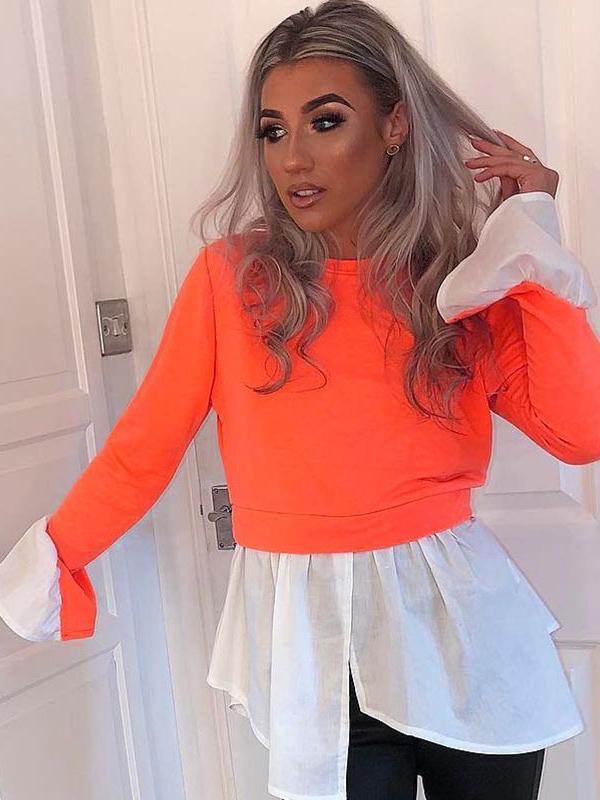 False Two Split-joint Cropped Blouse