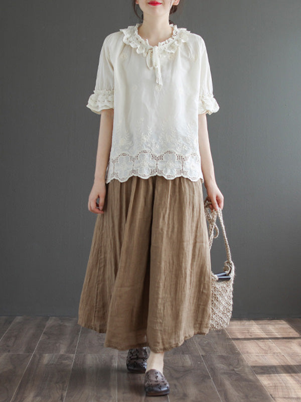 Casual Solid Color Drawstring Empire A-Line Skirt