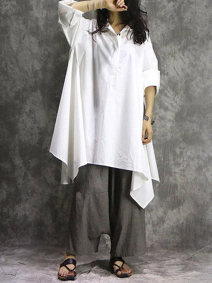 Solid Cropped Loose Shirt Top