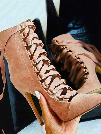 Bandage Hollow High Heel Booties