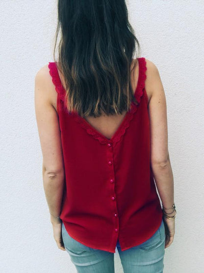 Lace V-neck Sling Vest Top