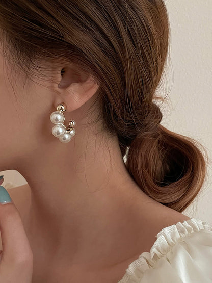 Original Vintage Pearls Geometric Earrings