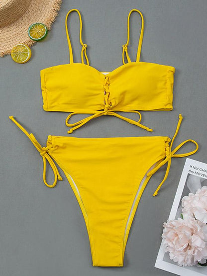 Sexy Strapless Bandage Split Type Bikini Swimsuit