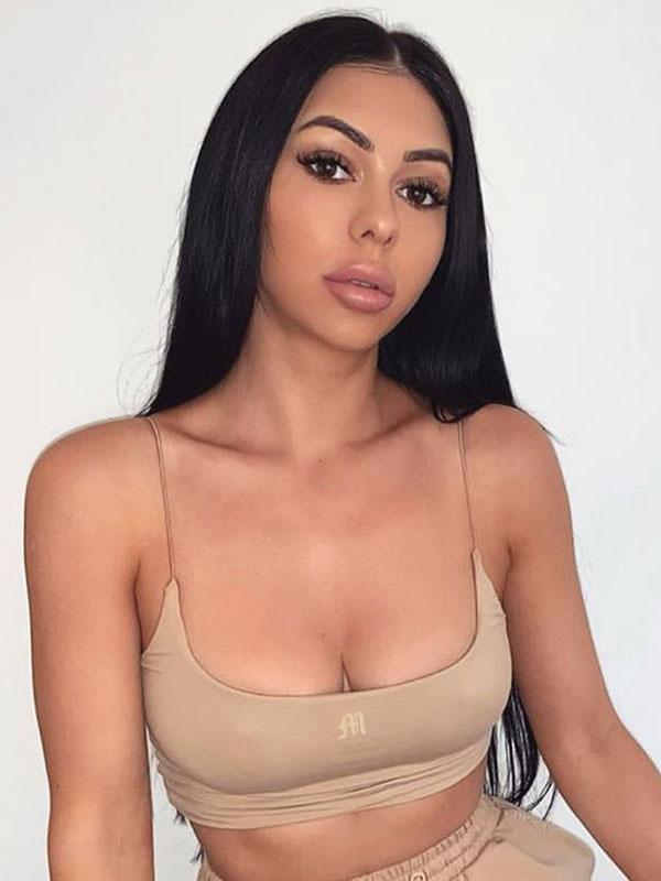 Sexy Embroidered Spaghetti-Neck Vest Top