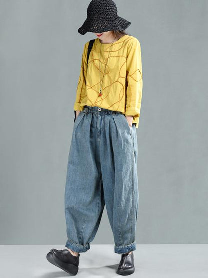 Loose Wide-leg Jean Harem Pants