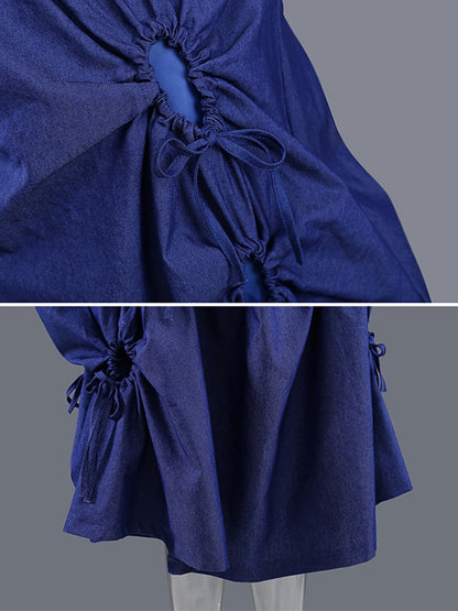 Original Stylish Drawstring Pleated Solid Color Elasticity Skirt