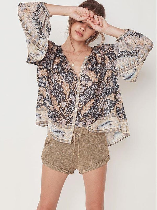 Loose Printed Bohemia Blouse Top