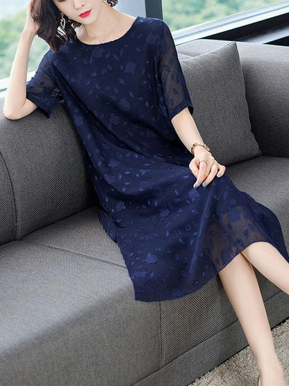 Chiffon Loose Tiered  Solid Dress