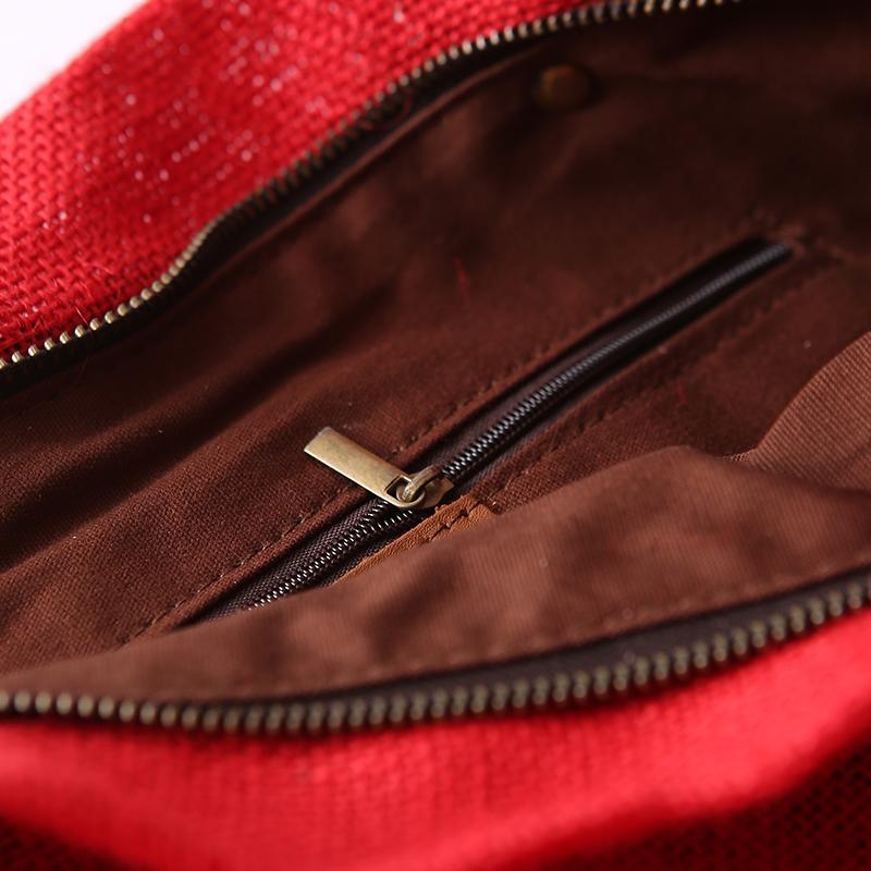 Canvas Female Big Bag Red Shoulder Bag