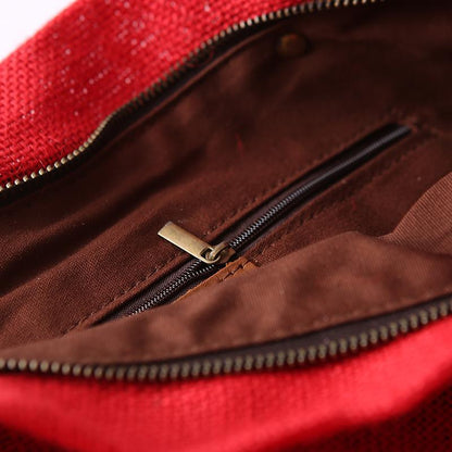 Canvas Female Big Bag Red Shoulder Bag