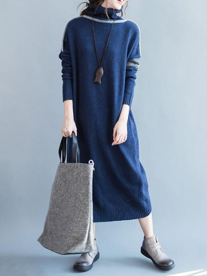 Casual Long Dress in Dark Blue or Light Blue Color