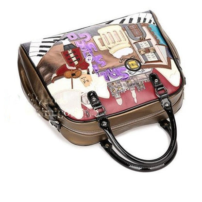 Violin Vintage Embroidered Handbag Shoulder Crossbody Bag