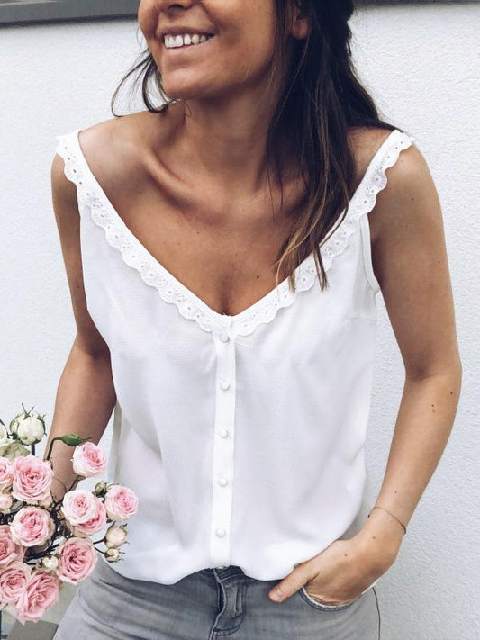 Lace V-neck Sling Vest Top