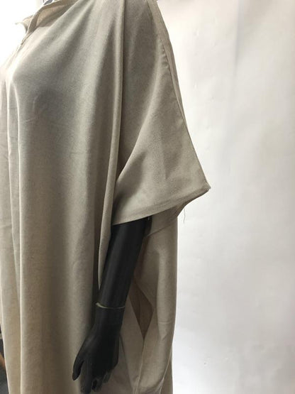 Loose Linen Apricot Split-side Ramie Long Dress