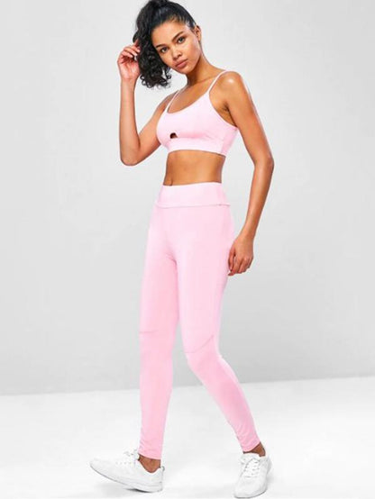 Solid Hollow Bra & Leggings Suits