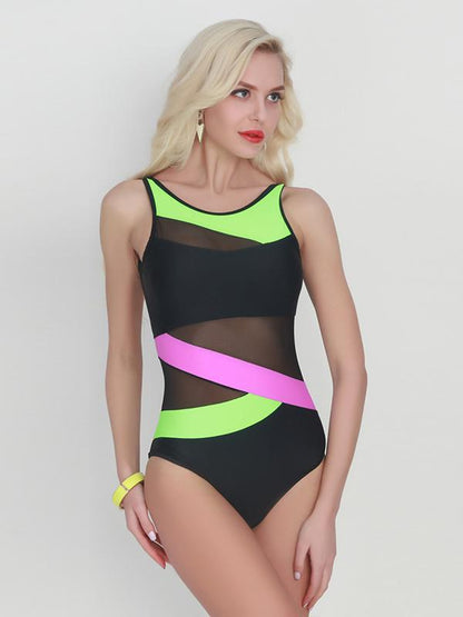 Sexy Assorted Colors Gauze One Piece Swimsuit