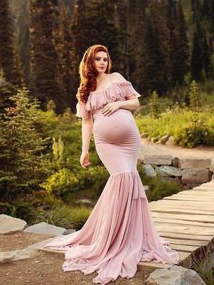 Maternity Cold Shoulder Wrap Maxi Dress