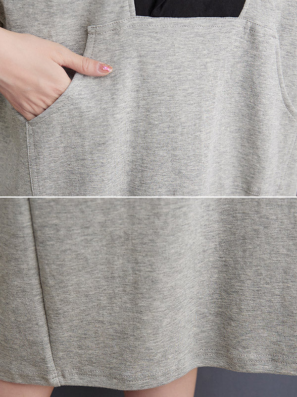 Urban Notched Collar Split-Joint Midi Dress