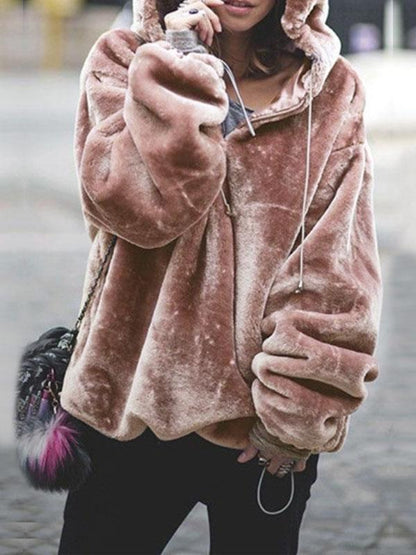Fashion Solid Color Faux Fur Coat Tops